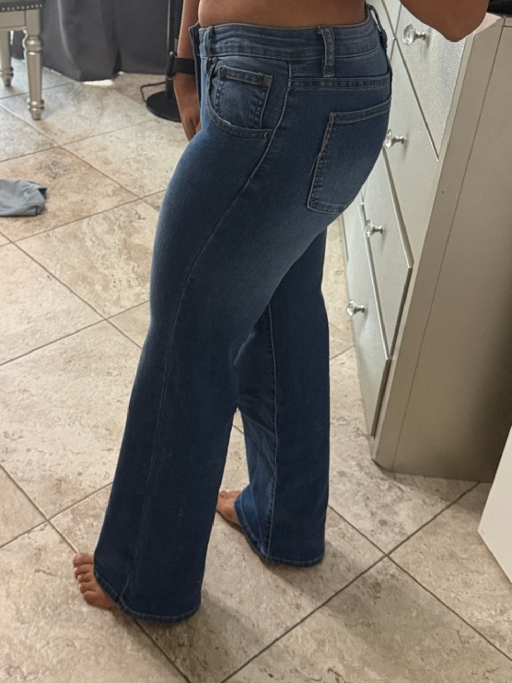 Fashion Nova Dark Blue High-Rise Flare Jeans